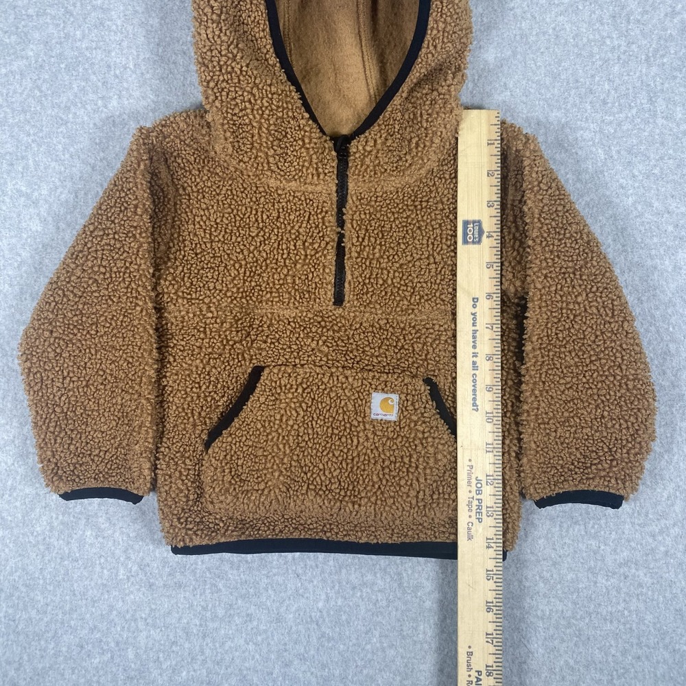 Carhartt Sherpa Fleece Hoodie Toddler 2T Unisex Brown Quarter Zip Pullover - Picture 11 of 15